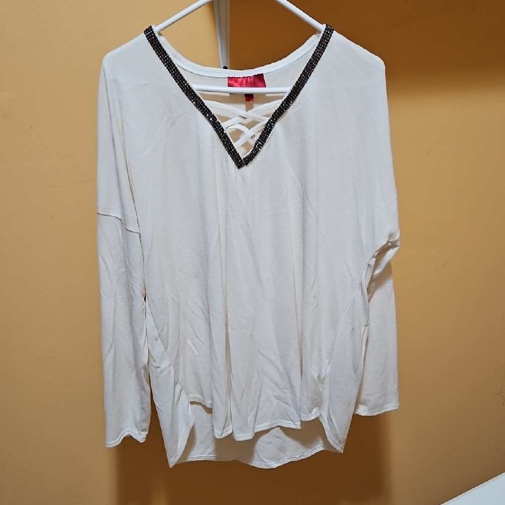 White V-Neck Women's Top